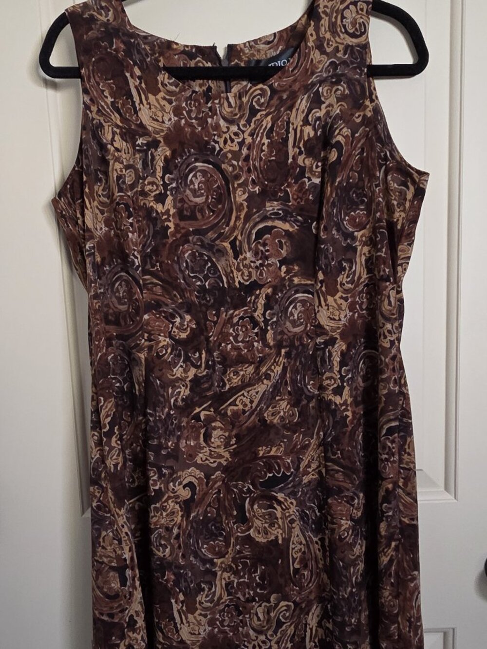 Studio 1 Brown Paisley Print Sleeveless Midi Sheath Dress Size 10